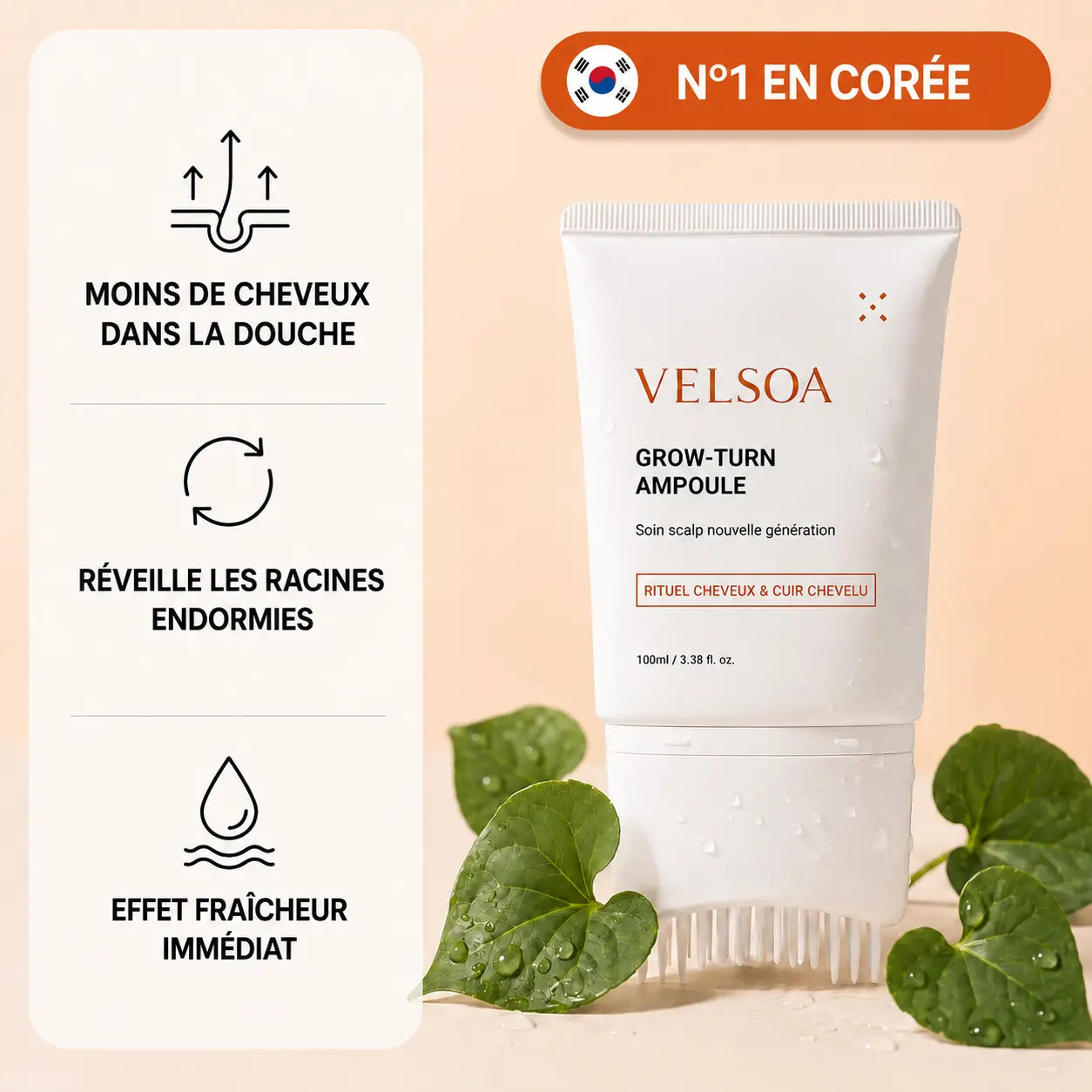 Velsoa — Sérum scalp à brosse  Nº1 en Corée ·